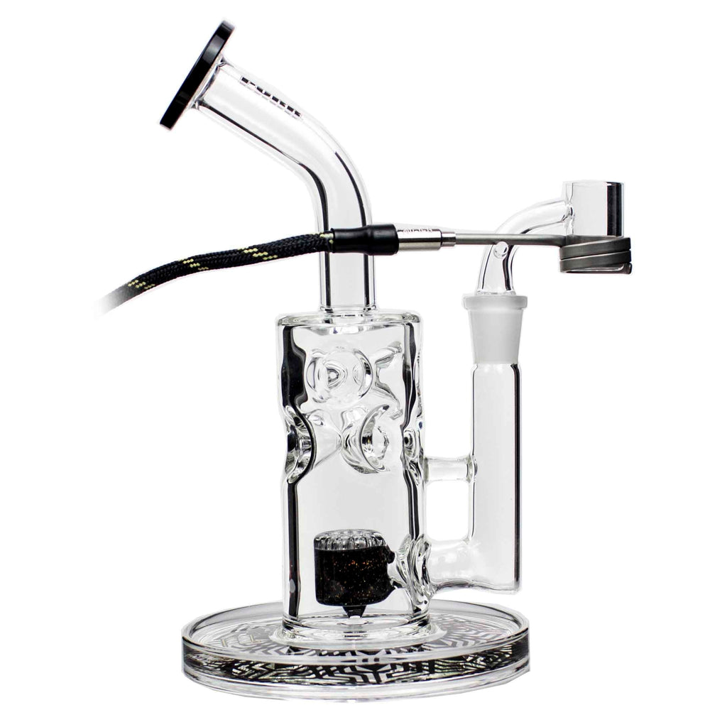 Swiss Honeycomb eNail glass Dab Rig Black MiniNail and PURR with banger and coil