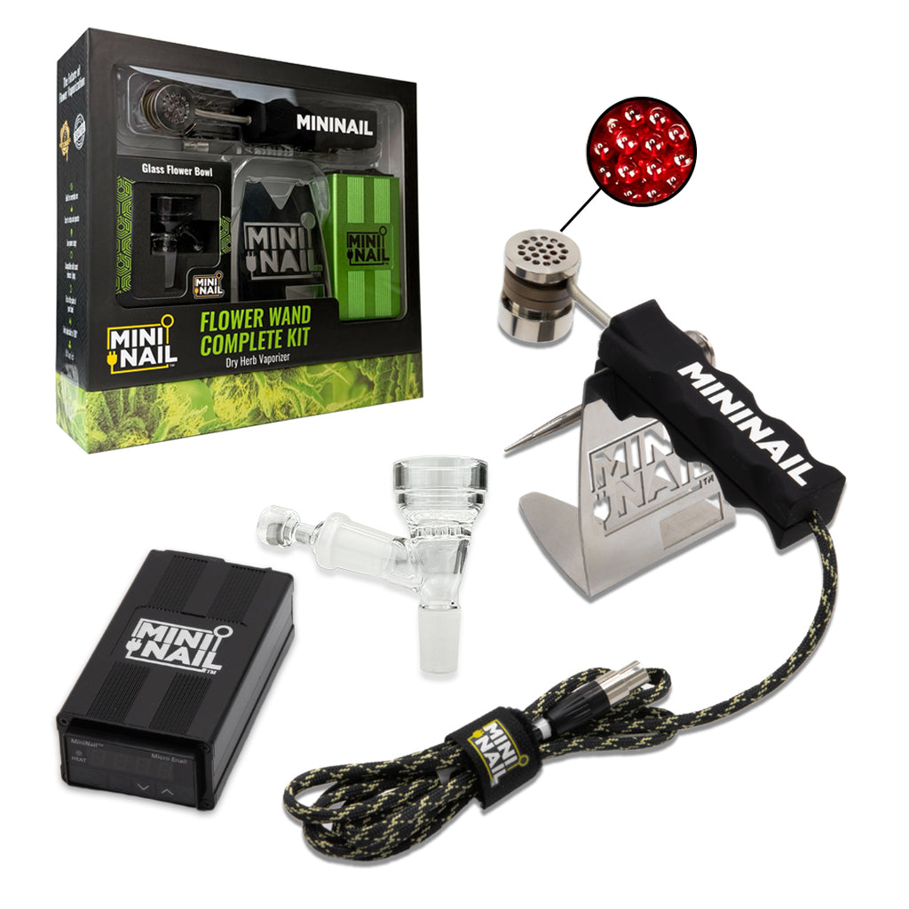 Flower Wand Ball Vape Kit with Ruby Pearl Engine and Glass Flower Bowl