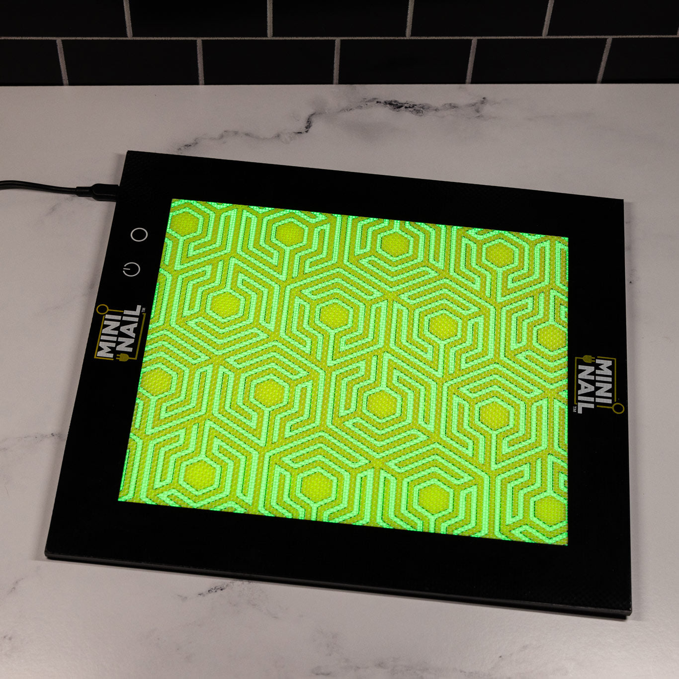 backlit slab pad on green