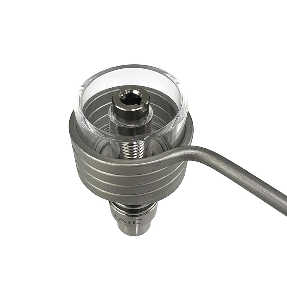 Top view of MiniNail 30mm XL Quartz Hybrid Universal Nail in Silver