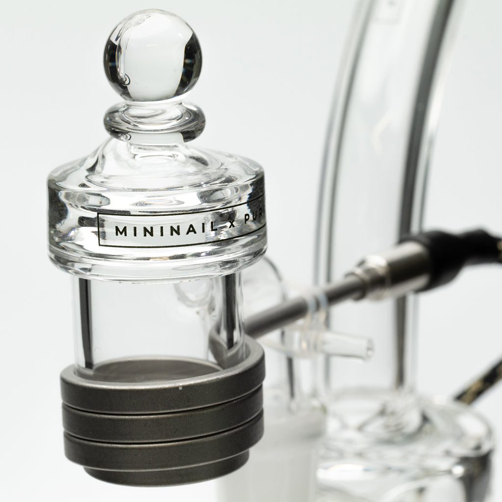 Mini Nail Enail Glass  Cyclone Carb Cap on Quartz Banger & Hybrid Coil 