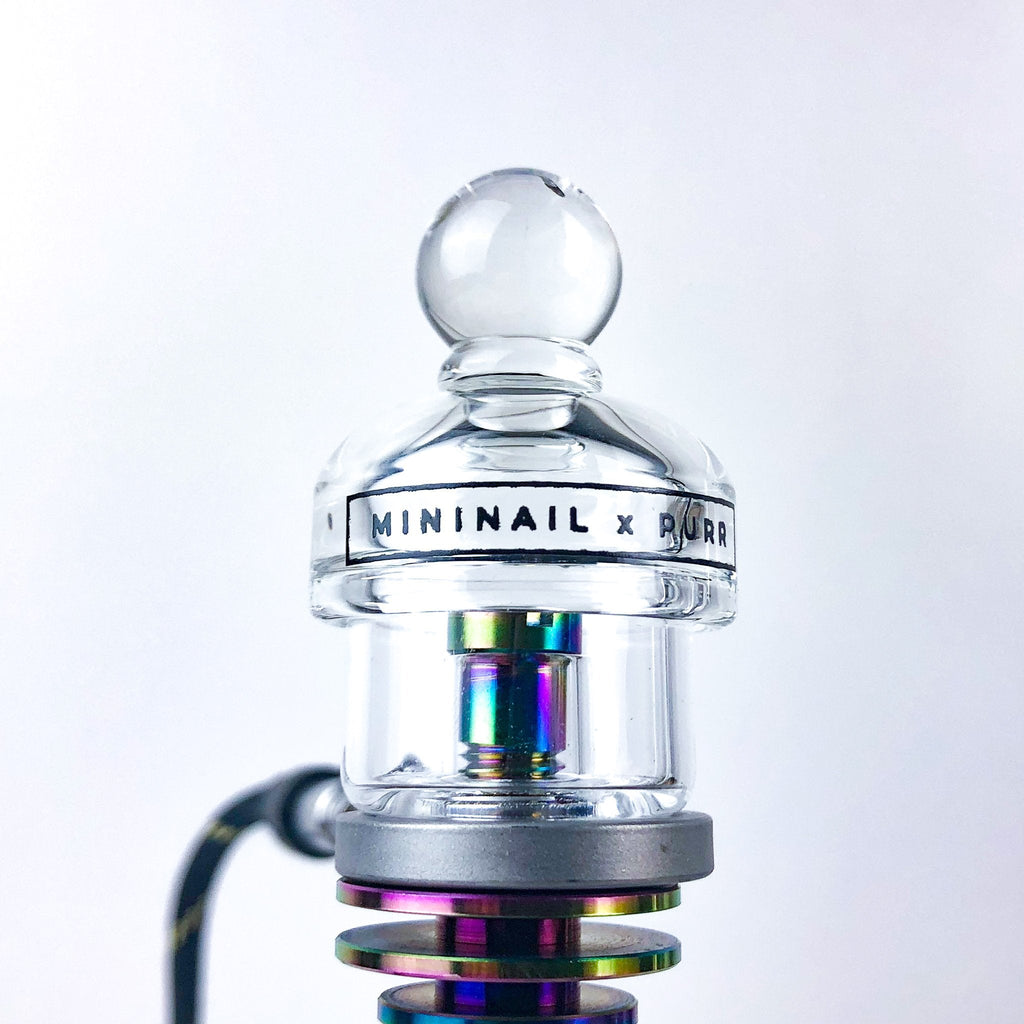 Mini Nail eNail Cyclone Glass Carb Cap on Quartz Hybrid Nail & Flat Coil