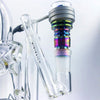 MiniNail eNail Glass Drop Down on glass rig with Quartz Hybrid Nail