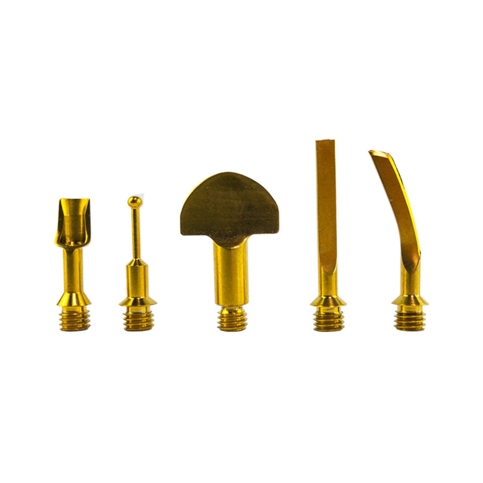 The Mini Nail Enail Dab Tool with Carb Cap Tips in Gold