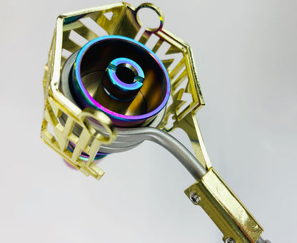 Gold MiniNail Heater Coil Guard Rainbow Titanium Nail Top View