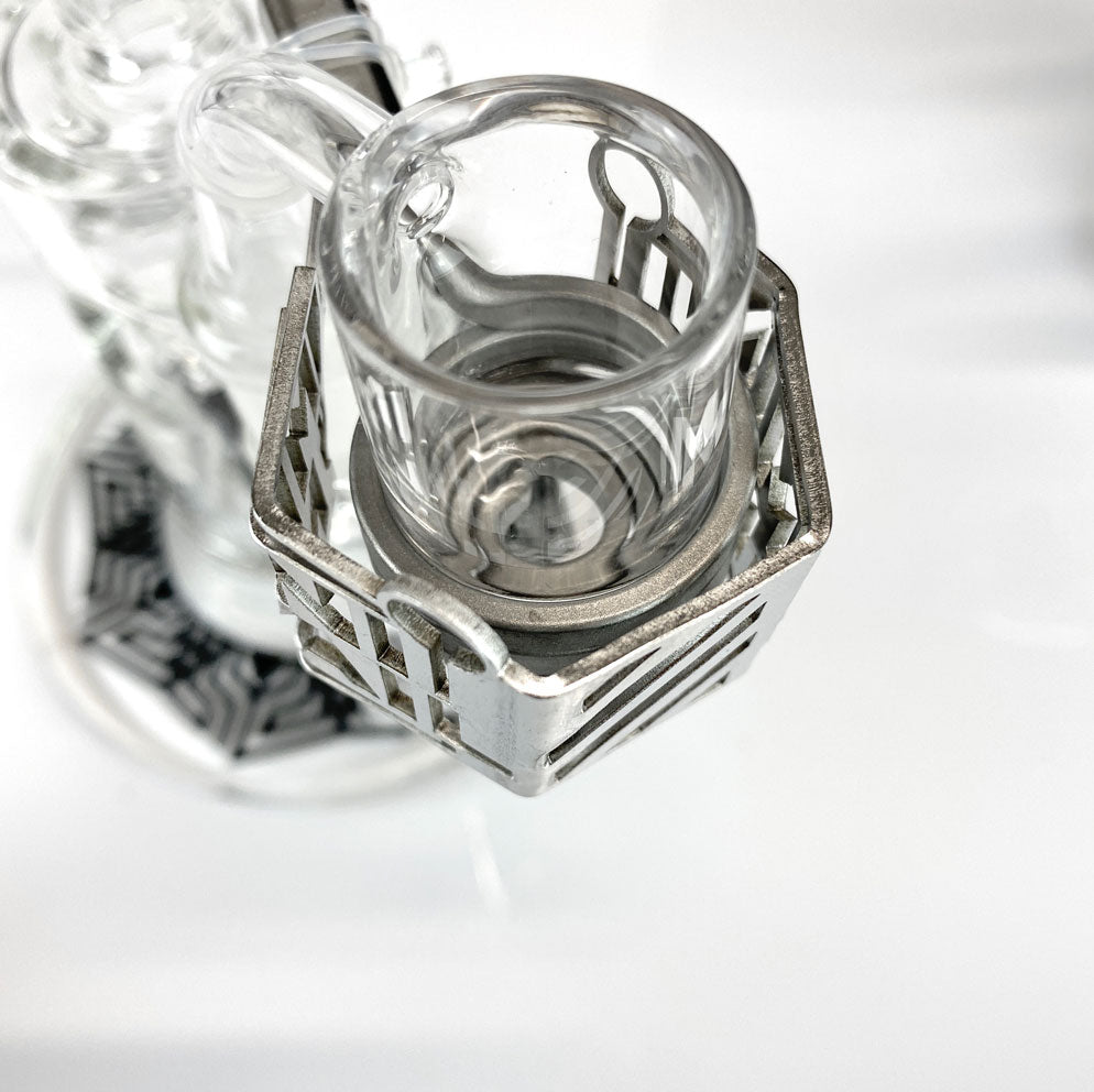 Silver MiniNail Heater Coil Guard Banger Top View Glass Rig