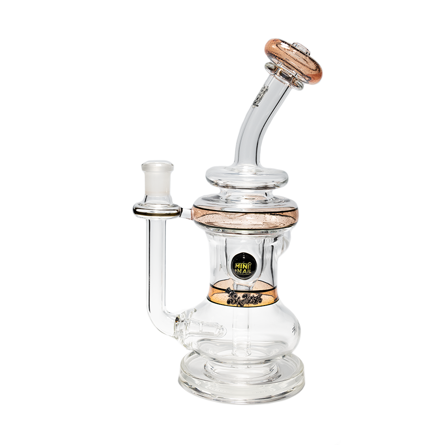 Incycler e Nail Dab Rig Sunset Slyme Pink MiniNail and Slugworth Glass Side View