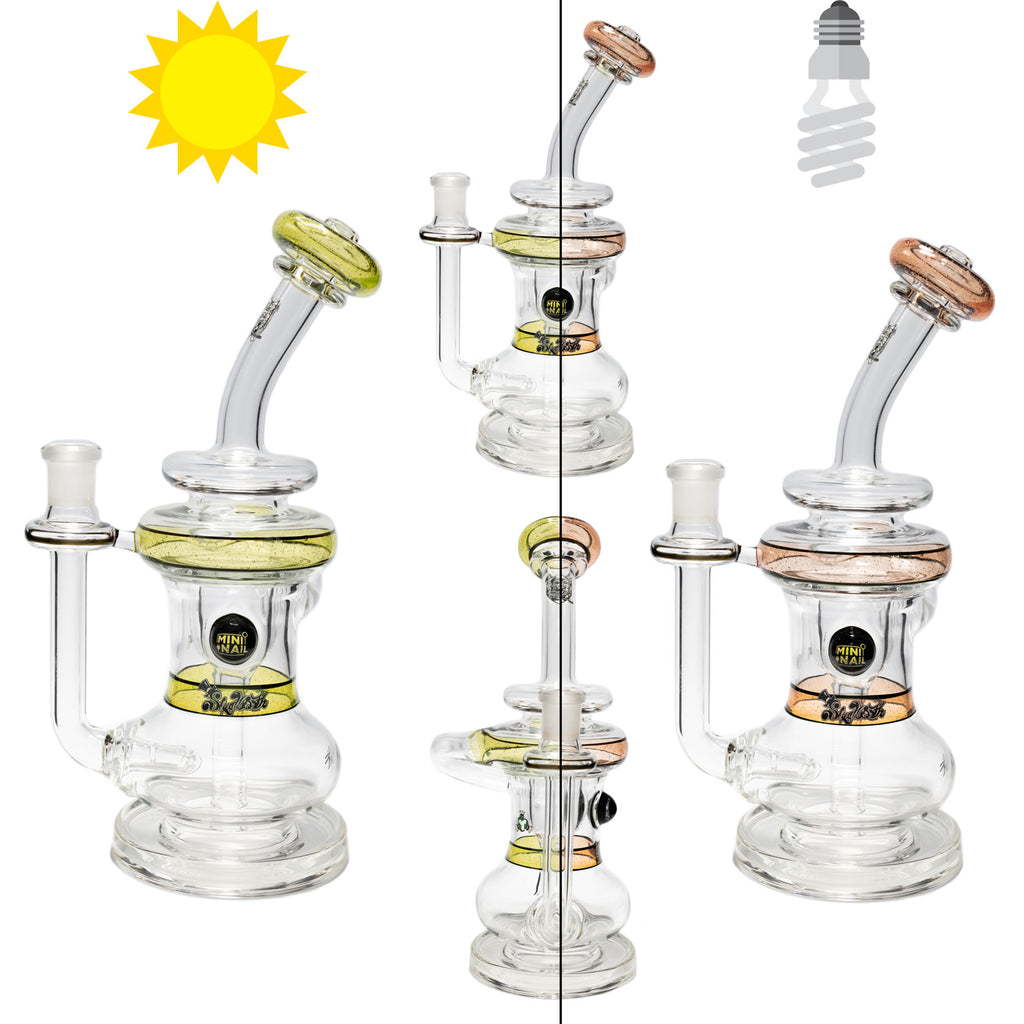 Incycler eNail Glass Dab Rig CFL Reactive Sunset Slyme Mini Nail and Slugworth Sunlight Indoor Light