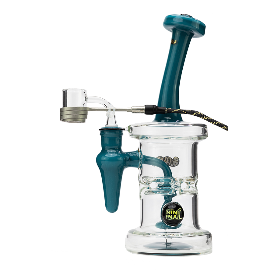 J-Seal Dab Rig with enail dab banger Aqua Teal Mini Nail x Slugworth Glass 