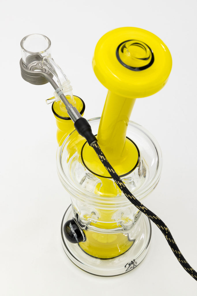 J-Seal Glass eNail Dab Rig Yellow MiniNails and Slugworth Top View