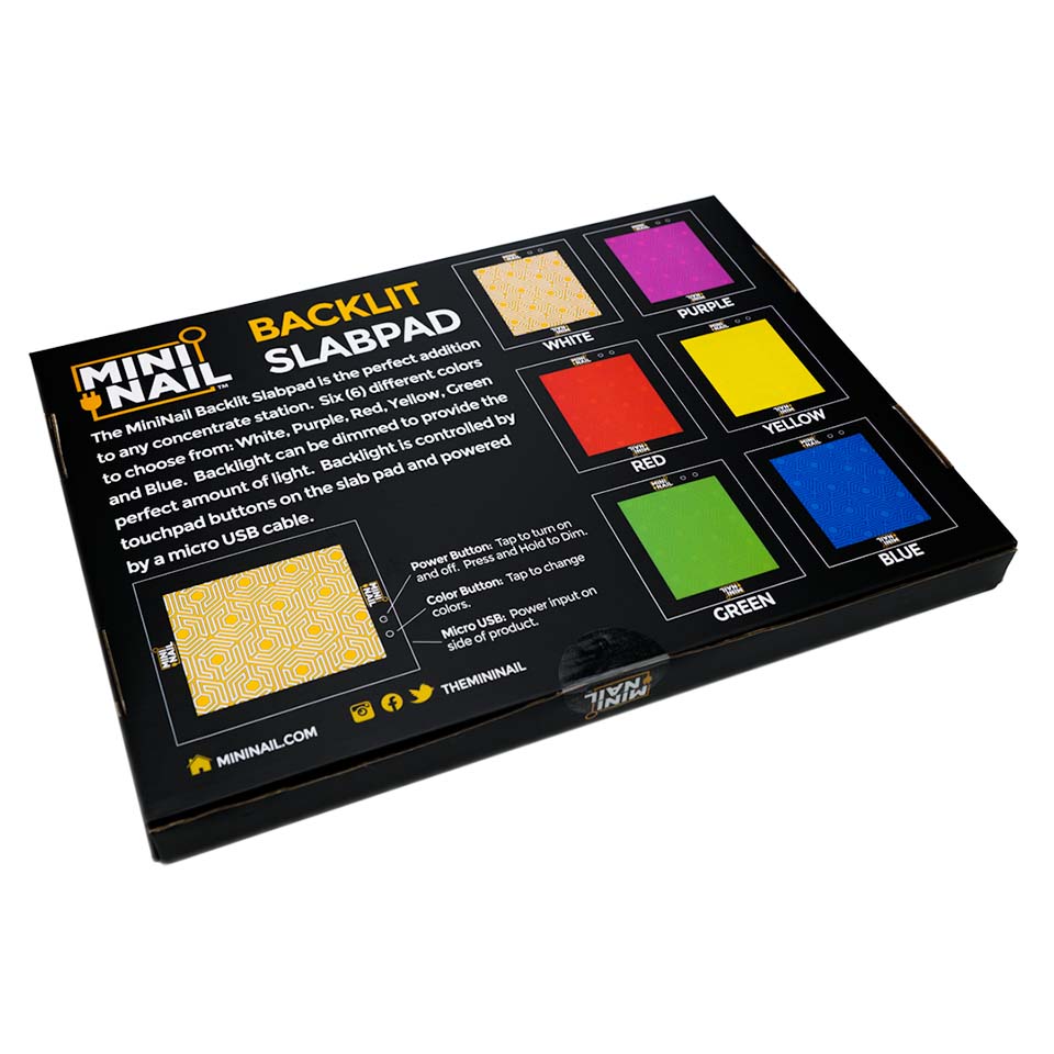 MiniNails Enail Multi-Color Backlit SlabPad LED Dab Mat Back of Box