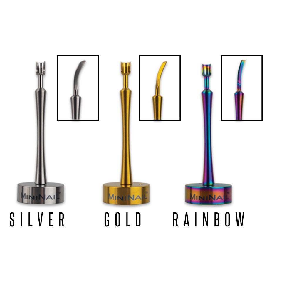 Silver Gold Rainbow MiniNail Multi-tip Dabber and Carb Caps with Interchangeable Scoop tip or Sword tip