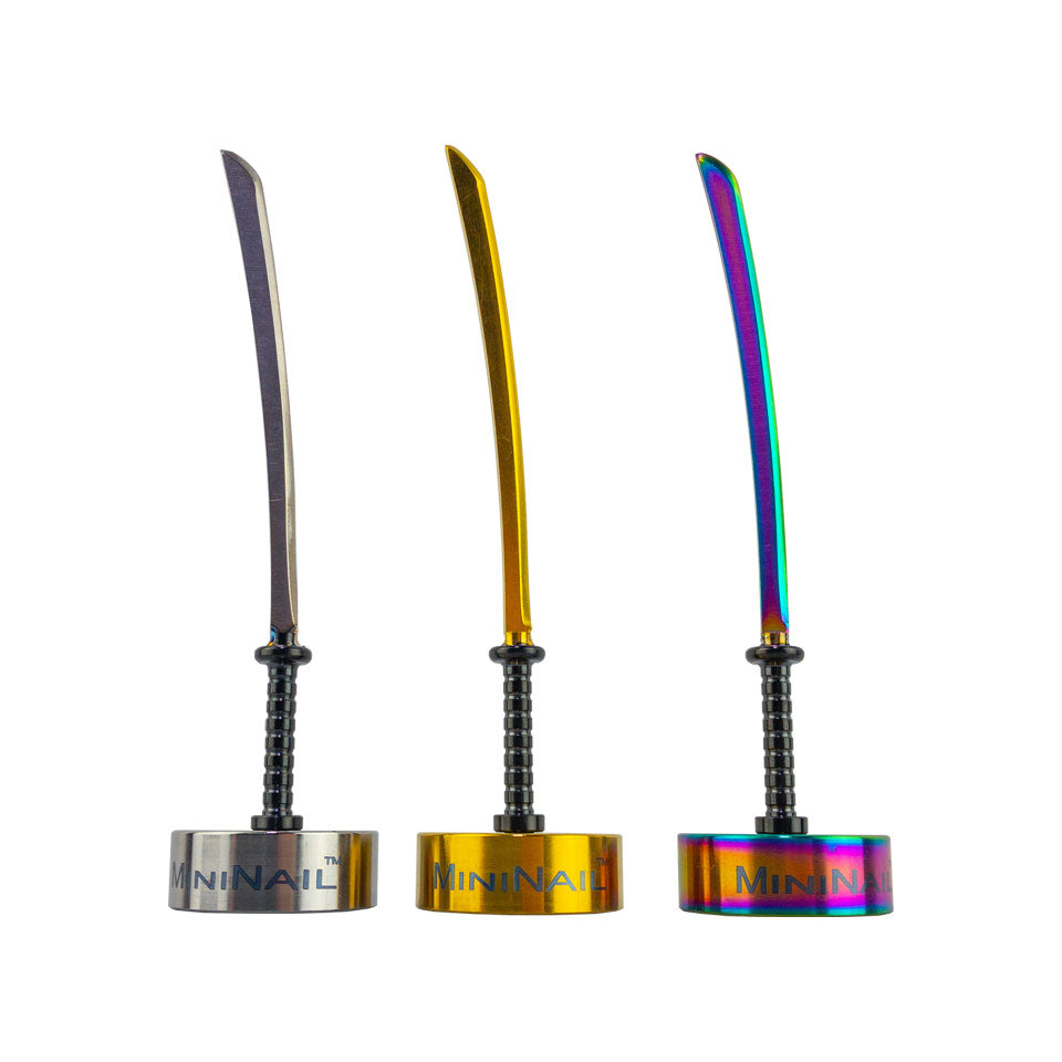 Silver Gold Rainbow MiniNail Ninja Sword Dabber and Carb Caps