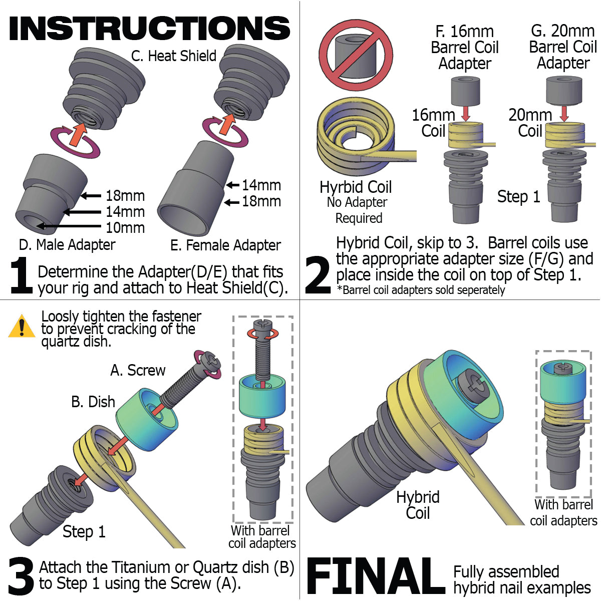 Instructions for MiniNails Quartz Titanium Hybrid Universal nail for eNails 