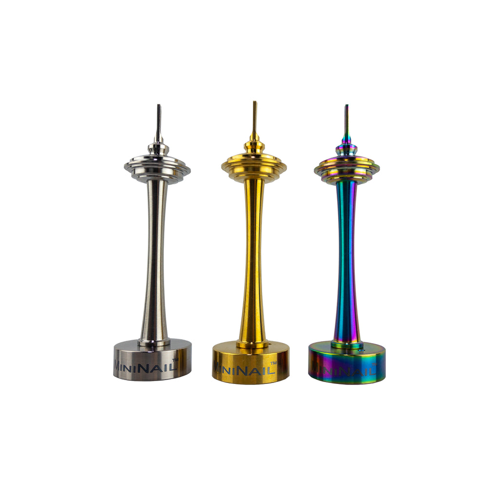 Silver Gold Rainbow MiniNail Space Dabber and Carb Caps