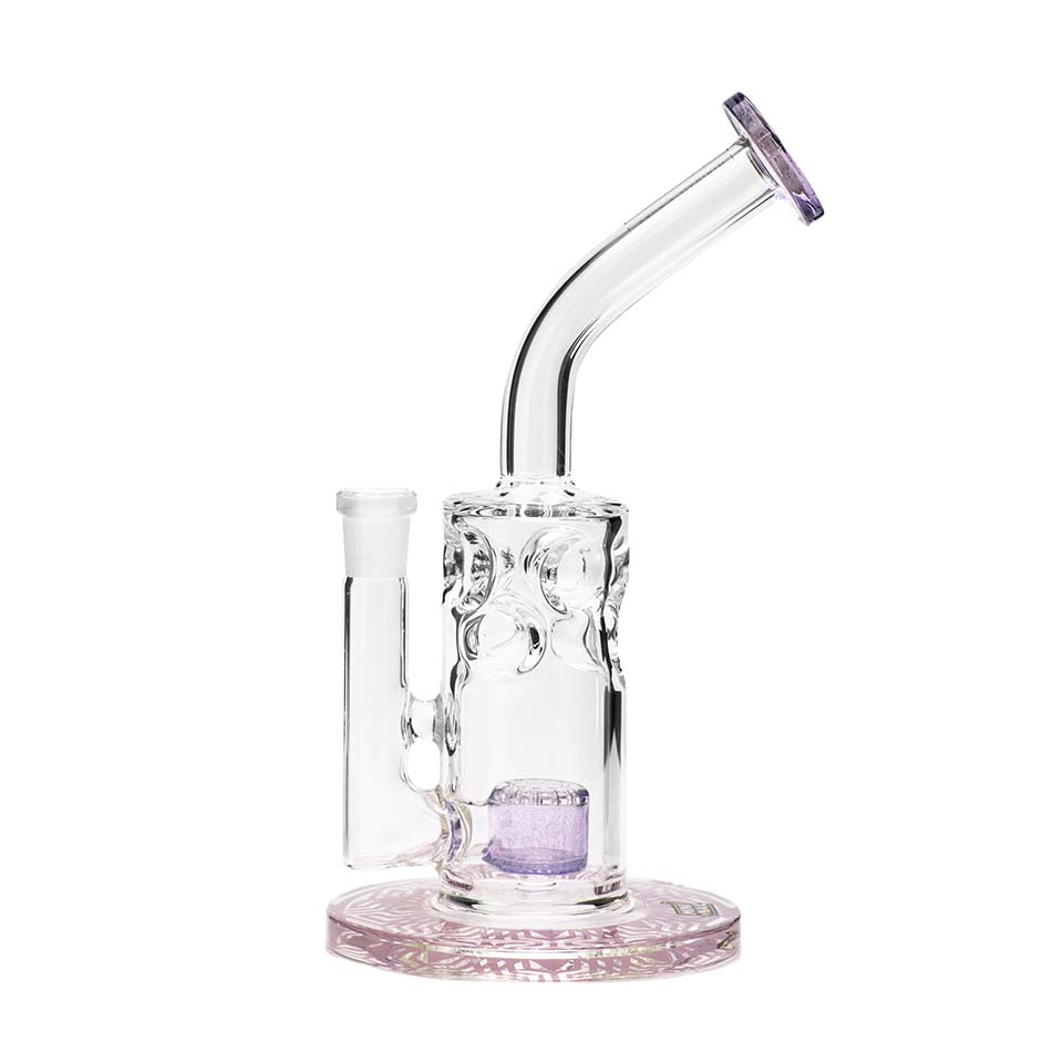 Swiss Bong Honeycomb Glass eNail Dab Rig Purple MiniNail and PURR Side View