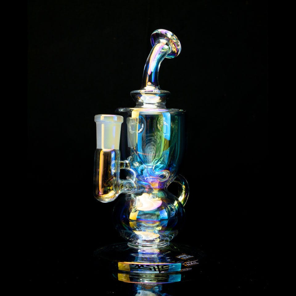 MiniNail Titan XL Dab Rig Iridescent Rainbow Glass e nail Dab Rig MJA Front View 14mm Adapter