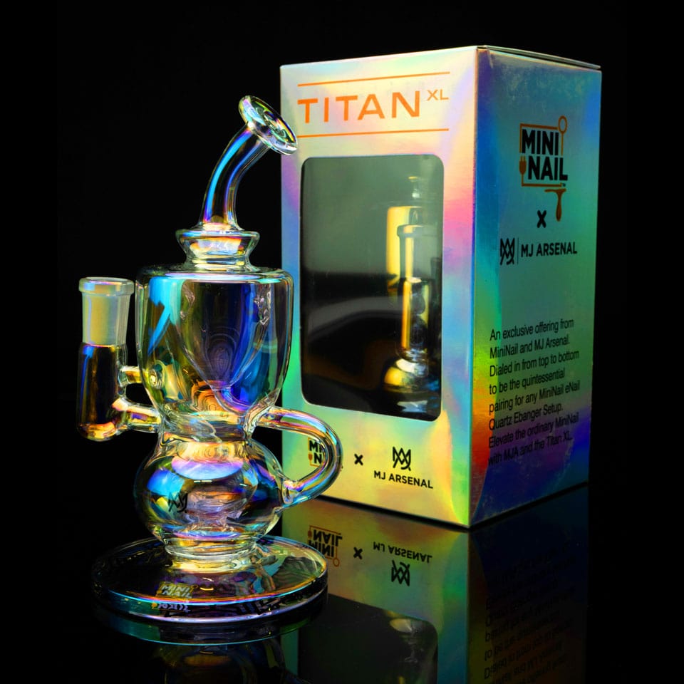 Mini Nail Titan XL Dab Rig Iridescent Rainbow Glass enail Dab Rig MJA