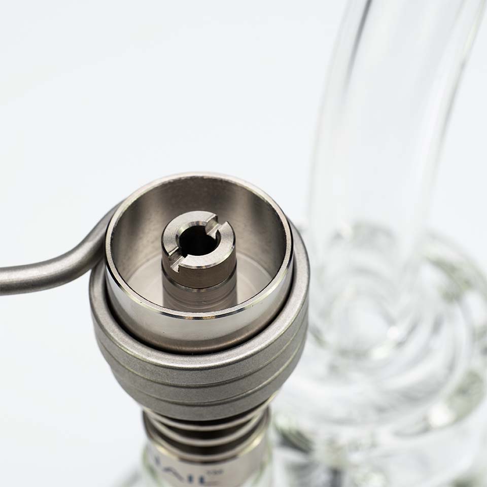 Top view Silver Universal Titanium Nail on rig MiniNail