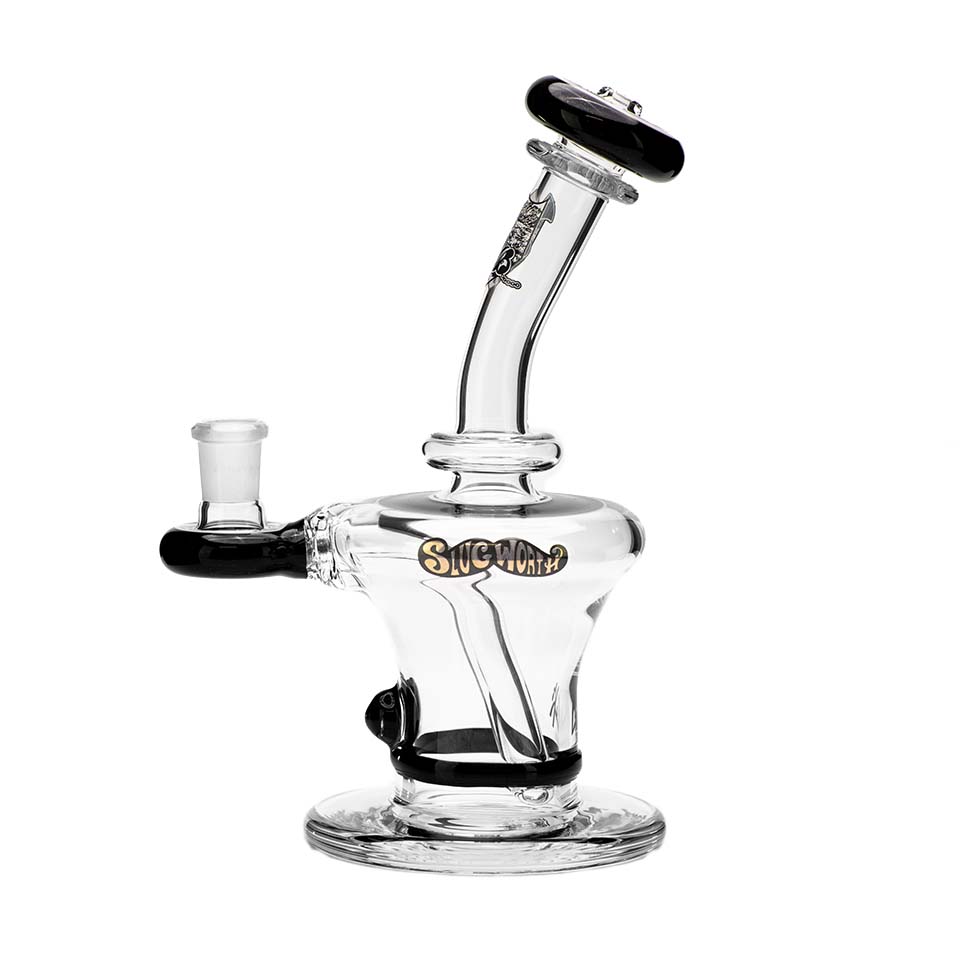 Top Hat e Nail Glass Dab Rig Black Mini Nail and Slugworth Side View