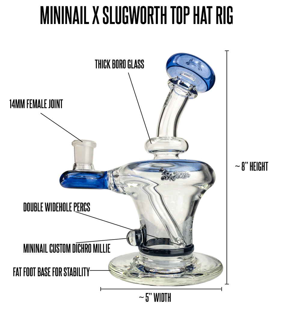 E nail Dab Rig Mini Nail x Slugworth Glass 5 inch by 8 inch