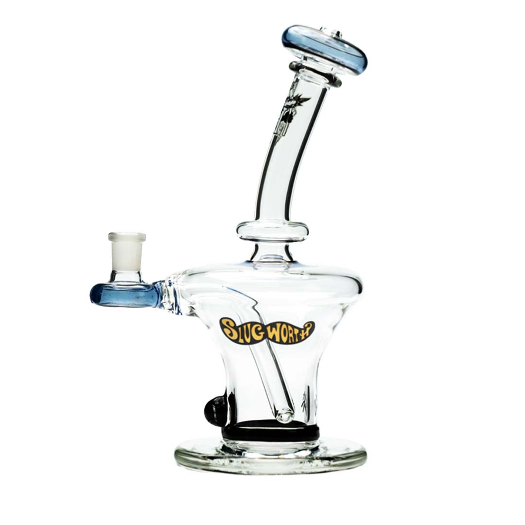 Top Hat eNail Dab Rig Blue Mini Nail and Slugworth Glass Side View