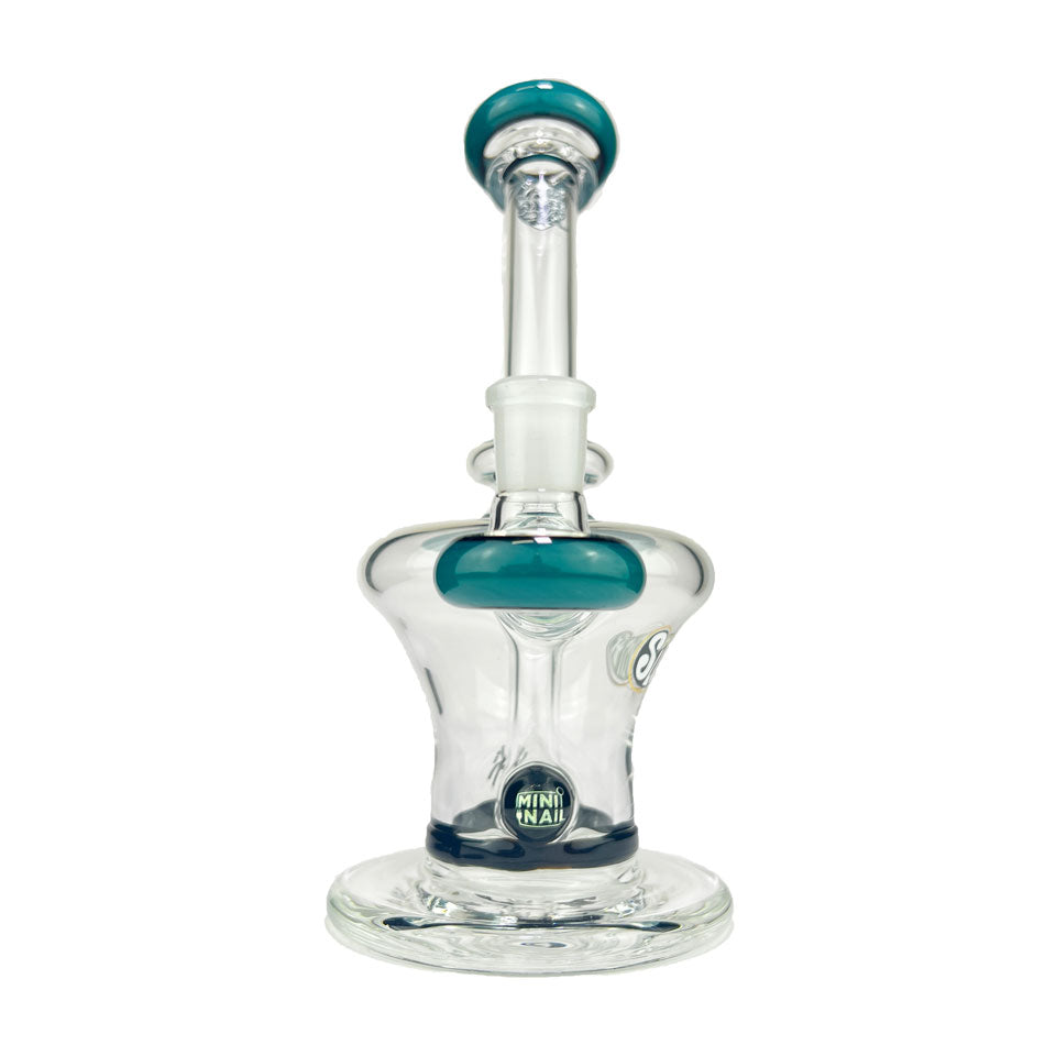 Top Hat eNail Glass Dab Rig Teal MiniNail and Slugworth Front View