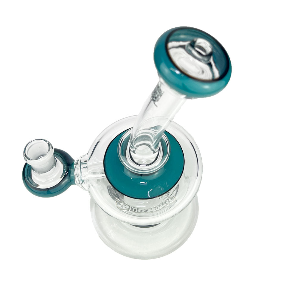 Top Hat eNail Glass Dab Rig Teal MiniNail and Slugworth Top View