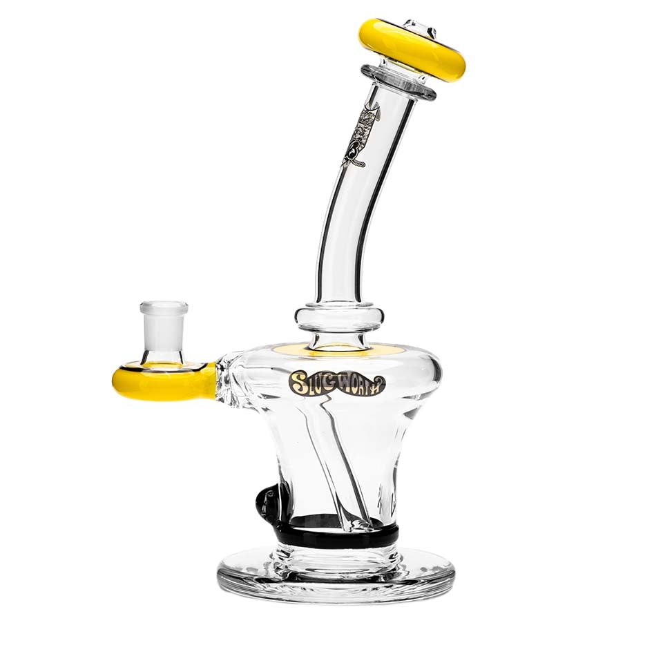 Top Hat eNail Dab Rig Yellow Mini Nail and Slugworth Glass Side View