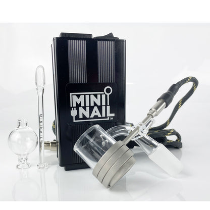 Black MiniNail Quartz Banger and glass dabber